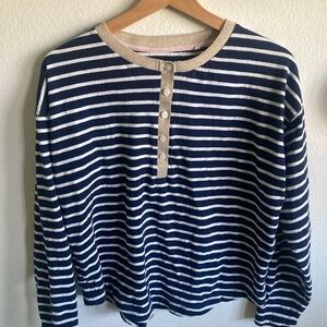 Boden Navy and White Striped Top